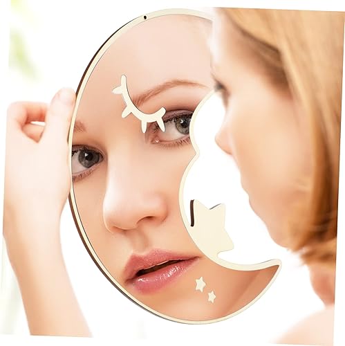 Miniatura 6 de Espejo de luna montado para maquillaje, adorno para niños, espejo de pared, decoración de espejo colgante, espejos de nube para pared, espejo