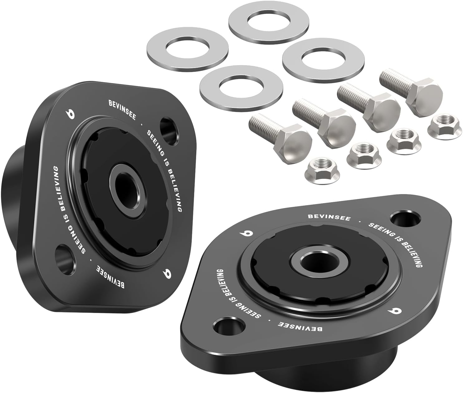 Bevinsee 10mm Rear Polyurethane Shock Mounts Compatible with E46 E36 E30 E85 E86 Z3 Z4, Rear Shock Mounts Replaced 33521092362, 33521137972, Recommended for Street, Black