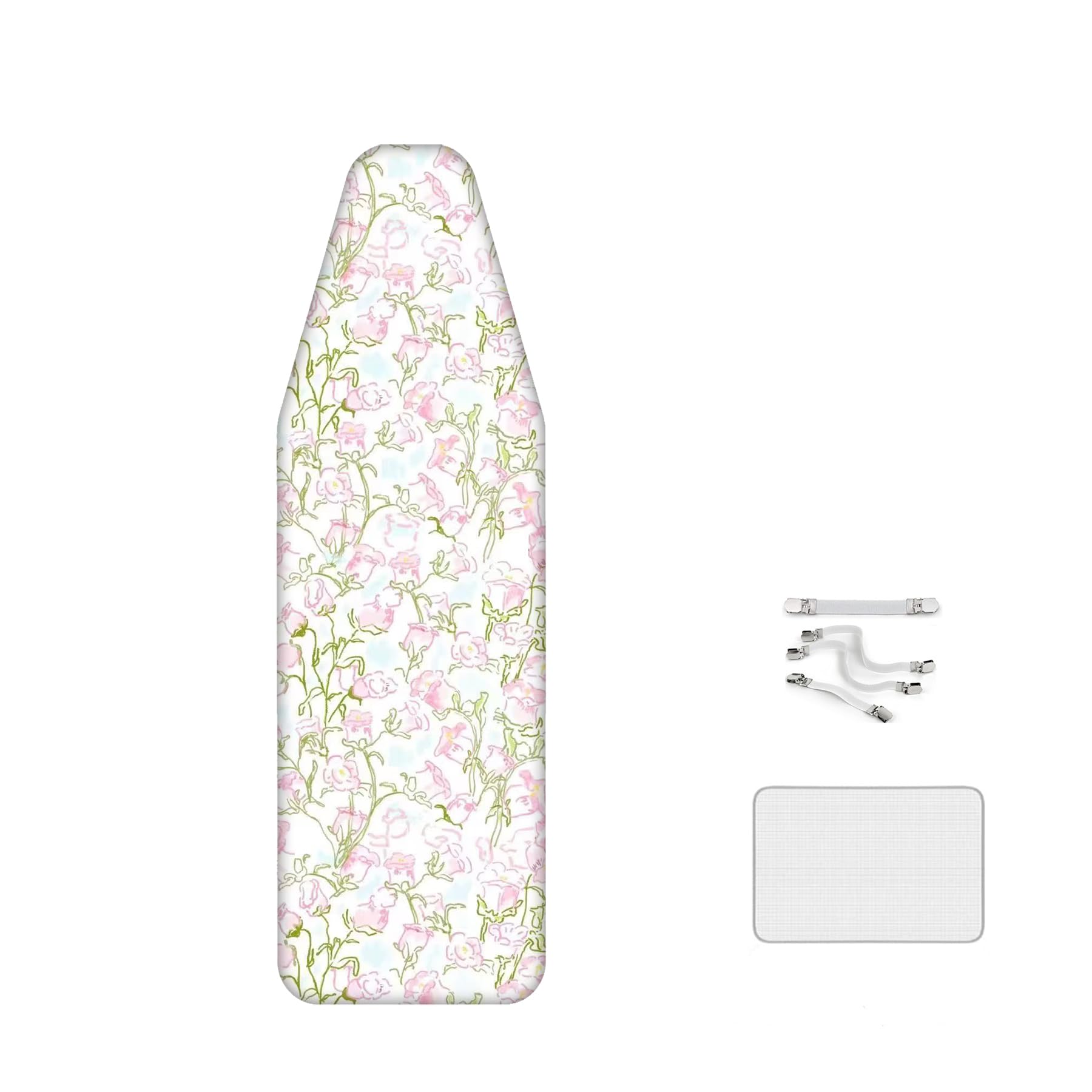 Ironing Board Cover, Pure Cotton - 2-In-1 Design, with 4 Fasteners, Replacement Covers 57.87x22.83in, Suitable for Large Steam Ironing Boards