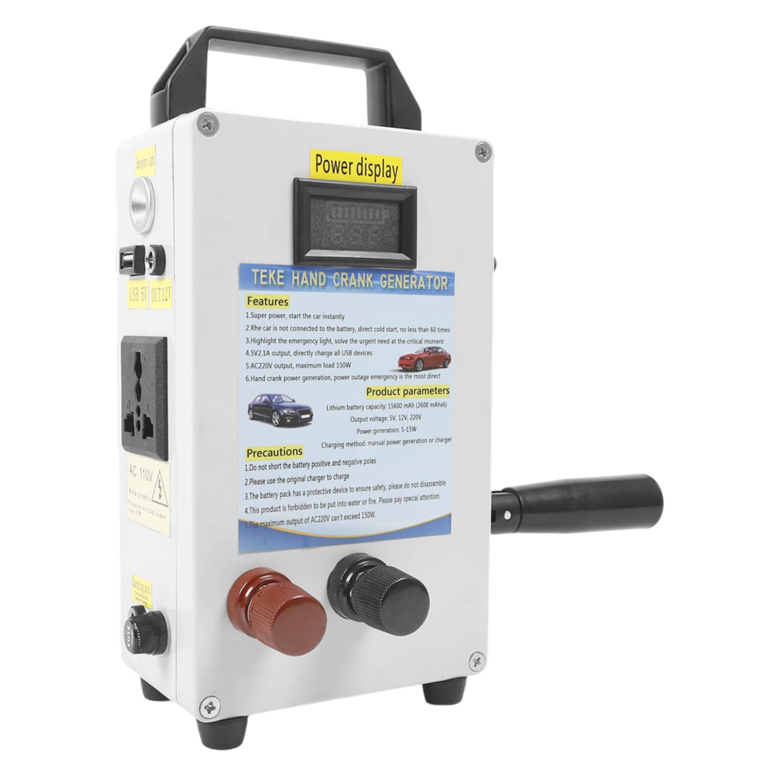 Hand Crank Generator 110V 150W High Power Manual Supply Emergency Charger Power Station Survival Hand Crank Generator with