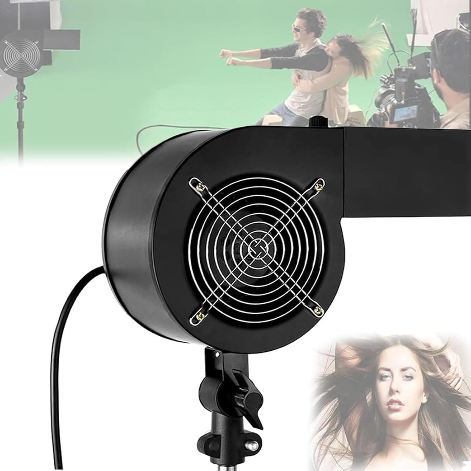 Ventilador portátil de fotografía para efectos de viento, ángulo ajustable, control de velocidad variable para escenario y grabación de video