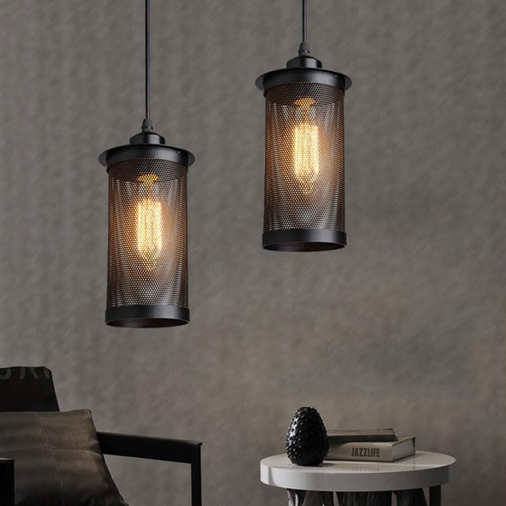 Metalowa lampa wisząca w stylu retro industrialnym, niestandardowy ażurowy abażurowy abażur, jednogłowy oprawka E27, dekoracyjna oprawa do ganku i podjazdów