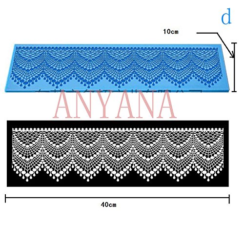 Anyana sugar tassel jewel pearl dangle edible cake silicone fondant scallop impression lace mat cake decorating mold gum paste cupcake topper tool icing candy imprint baking moulds sugarcraft trimming