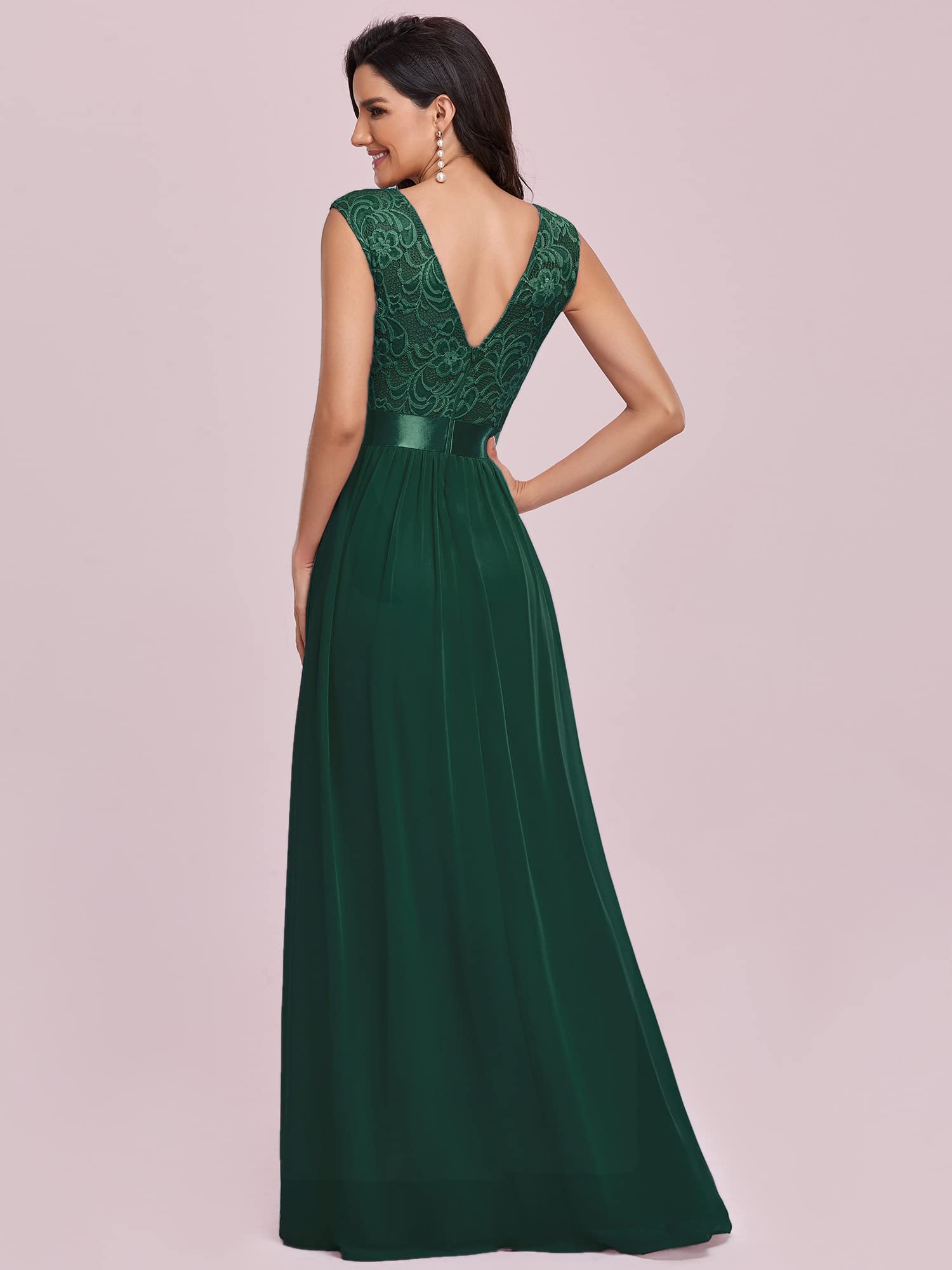 Ever-Pretty Dentelle Robe de Soirée Longue Femme Taille Empire en Mousseline Demoiselle d'honneur Élégante 00646