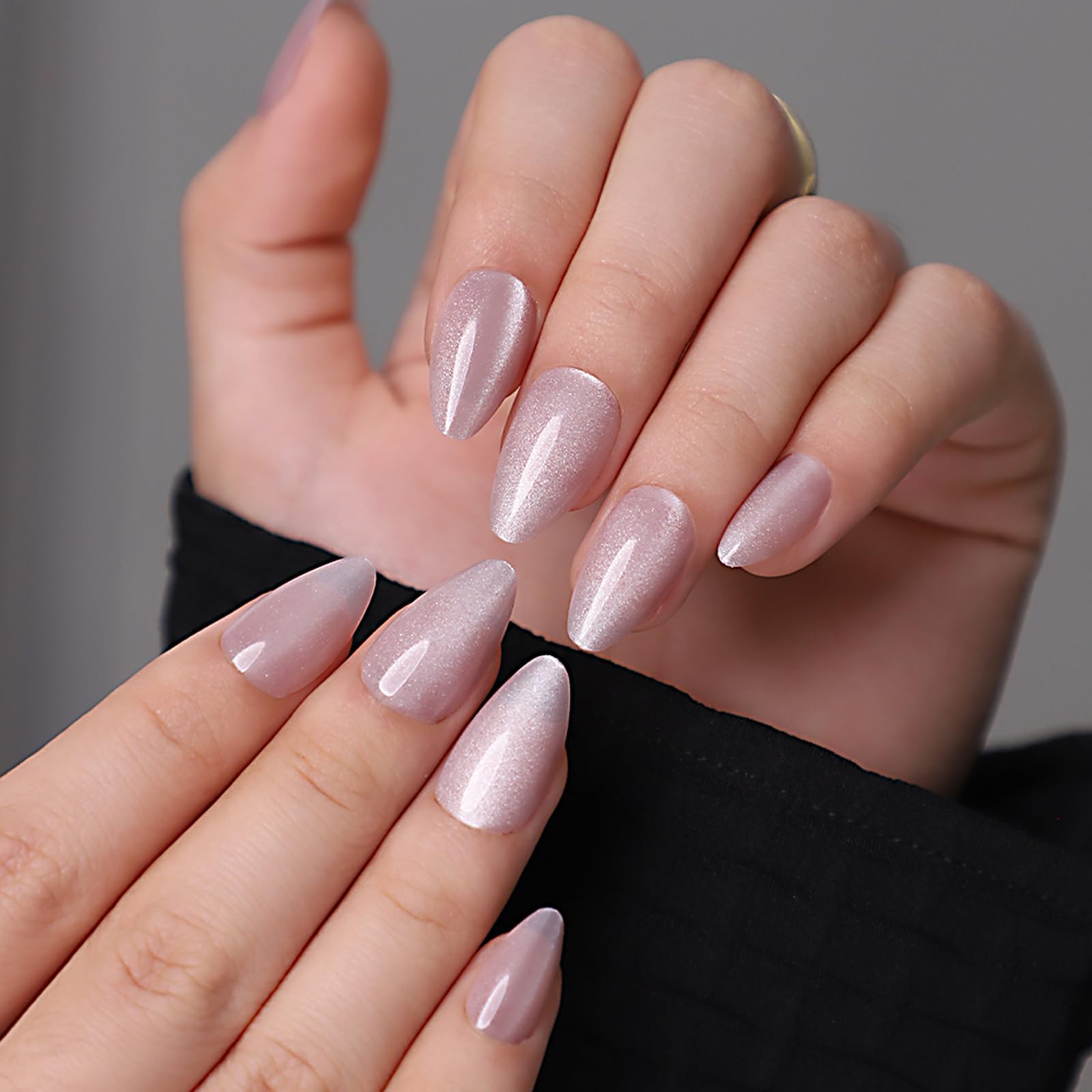 24 Stück French-Kunstnägel – Aufdrücknägel – Volldeckende Kunstnägel in Nude-Weiß, quadratisch, zum Aufkleben – French-Fake-Nägel zum Aufkleben für Frauen und Mädchen, N