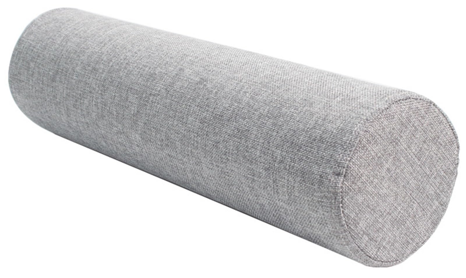 Long Round Bolster Pillow, Soft and Comfortable Neck Support Pillow, Linen Fabric Cylinder Pillow for Head, Back, Legs and Yoga, Round Cushion Roll Pillow for Bed Use(Light gray,20 x 50 cm)