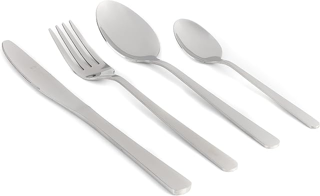 Russell Hobbs RH00023 Deluxe Vienna Stainless Steel 24 Piece Cutlery Set, Service for 6 People, Tableware with Forks, Knives, Tablespoons and Teaspoons, Dishwasher Safe Dinnerware, 15 Year Guarantee