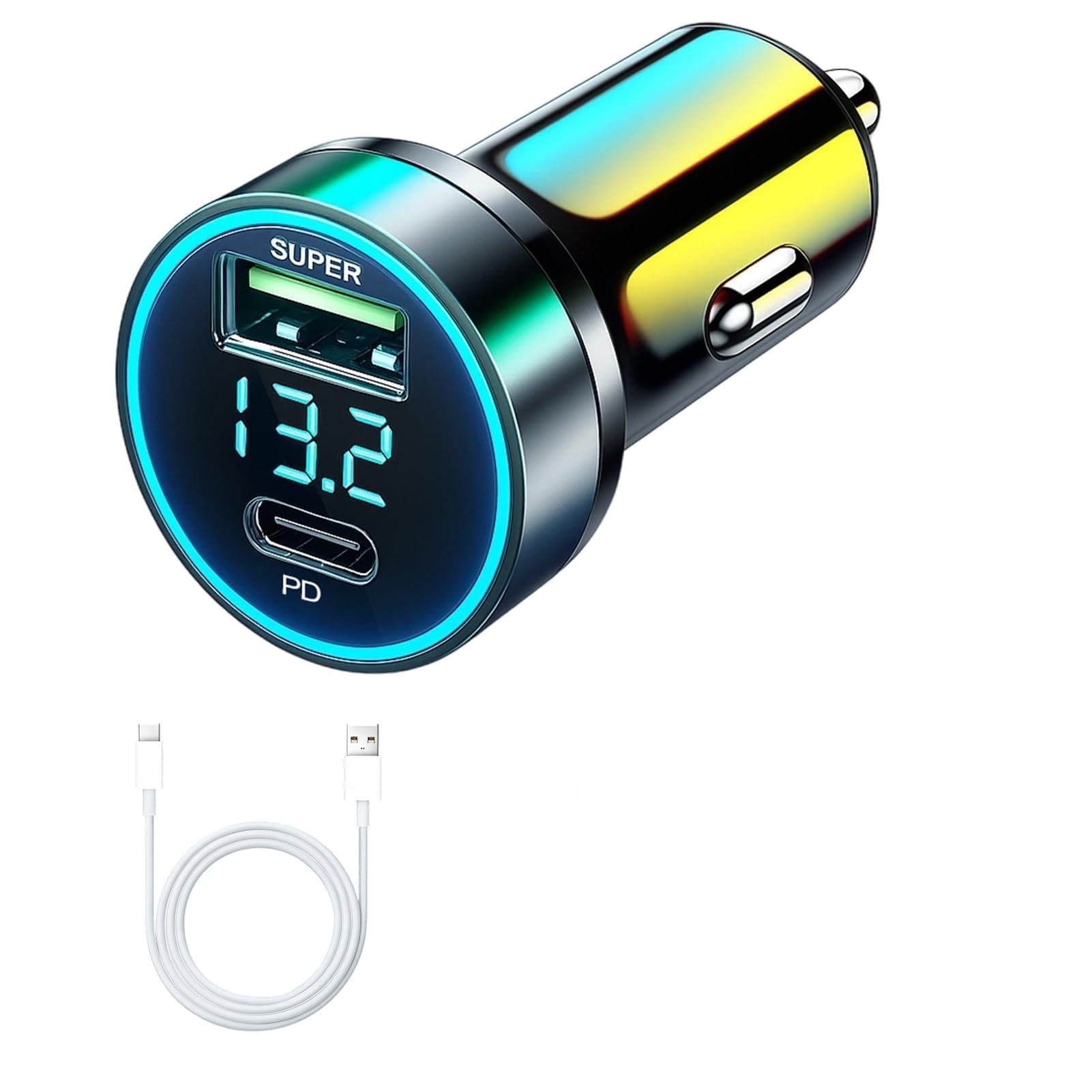 85w Accendisigari USB C Distributore Caricatore Con 65 W Qc E 20 W Pd, Caricatore Da Auto Con Cavo USB C, Adattatore Da 12 V, Adattatore per Accendisigari per Presa Di Corrente