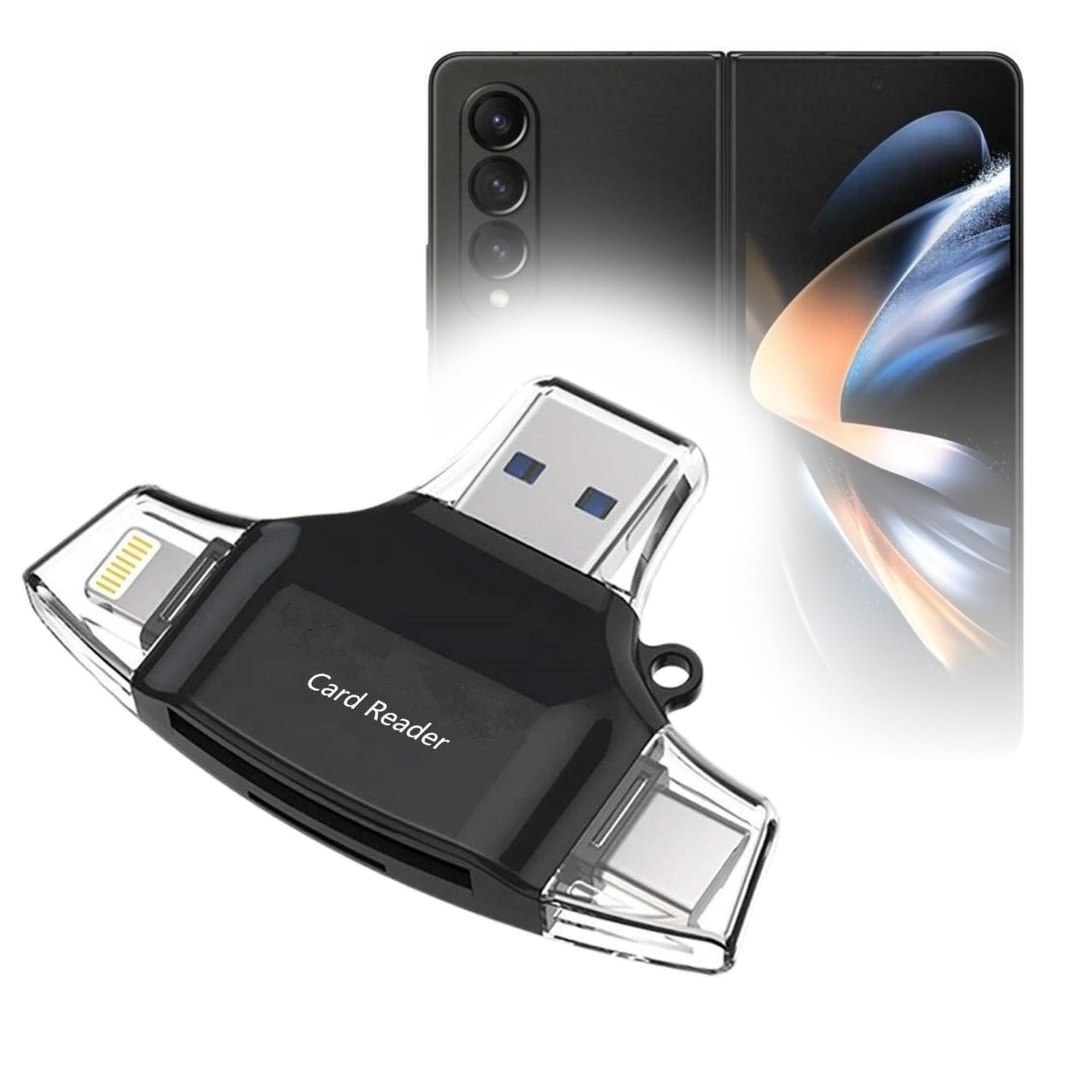 BoxWave Smart Gadget Compatible with Samsung Galaxy Z Fold 4 - AllReader SD Card Reader, microSD Card Reader SD Compact USB - Jet Black-picture-21