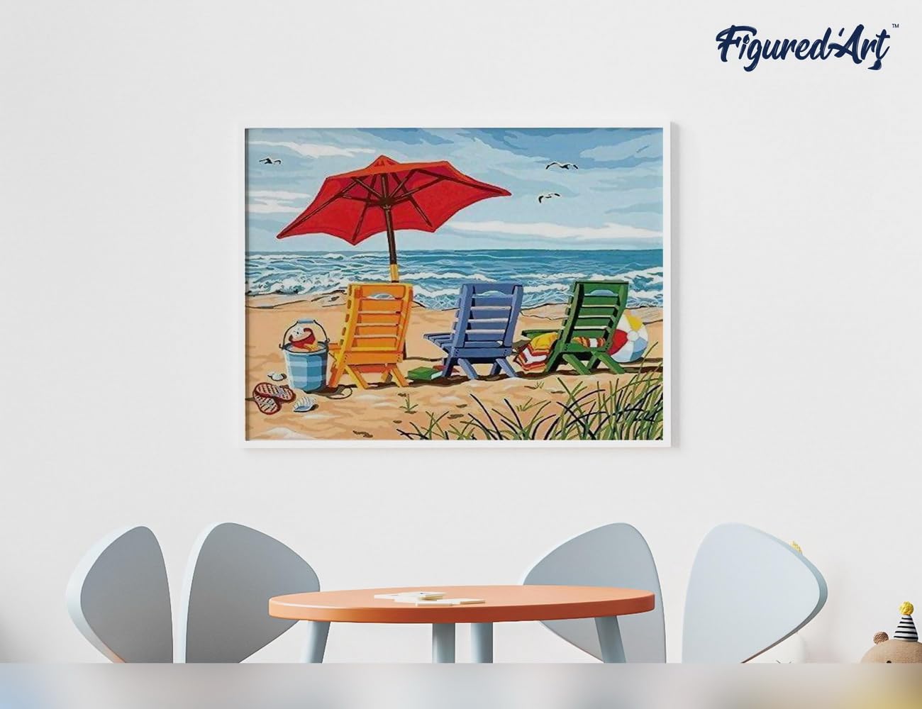 Figured’Art Malen Nach Zahlen Erwachsene „Mädchen Am Strand“ 40x50cm – Inkl. Keilrahmen & Farben