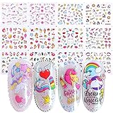 Unicorn Nail Sticker Decal Nail Art Supplies 12 Pcs Nail Art Stickers Colorful Unicorns Flamingos Ic