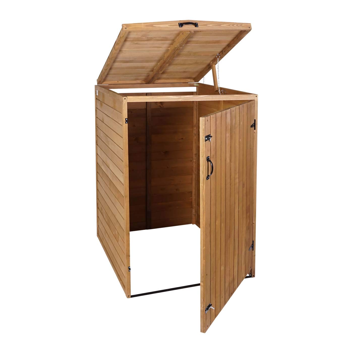 Mendler XL 1er-/2er-Mülltonnenverkleidung HWC-H74 Holz - braun | Mülltonnenbox, erweiterbar, MVG, 126x80x98cm