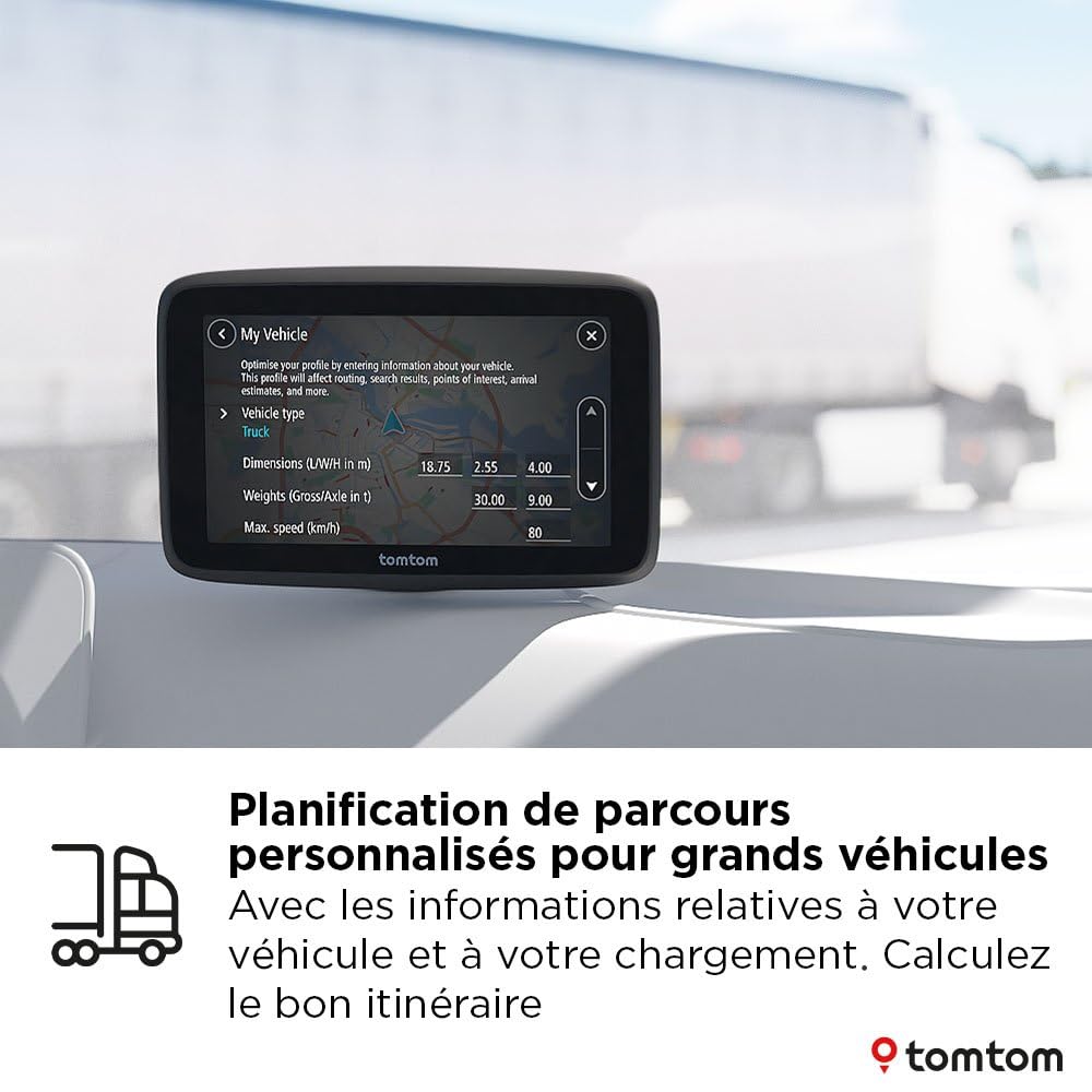 TomTom GPS Poids Lourds GO Professional 2ème génération (6 Pouces, Ecran Tactile capacitif, Carte Europe 49, et Infos trafic en Temps réel conçu pour Poids Lourds, Cars, Bus et Grands véhicules)