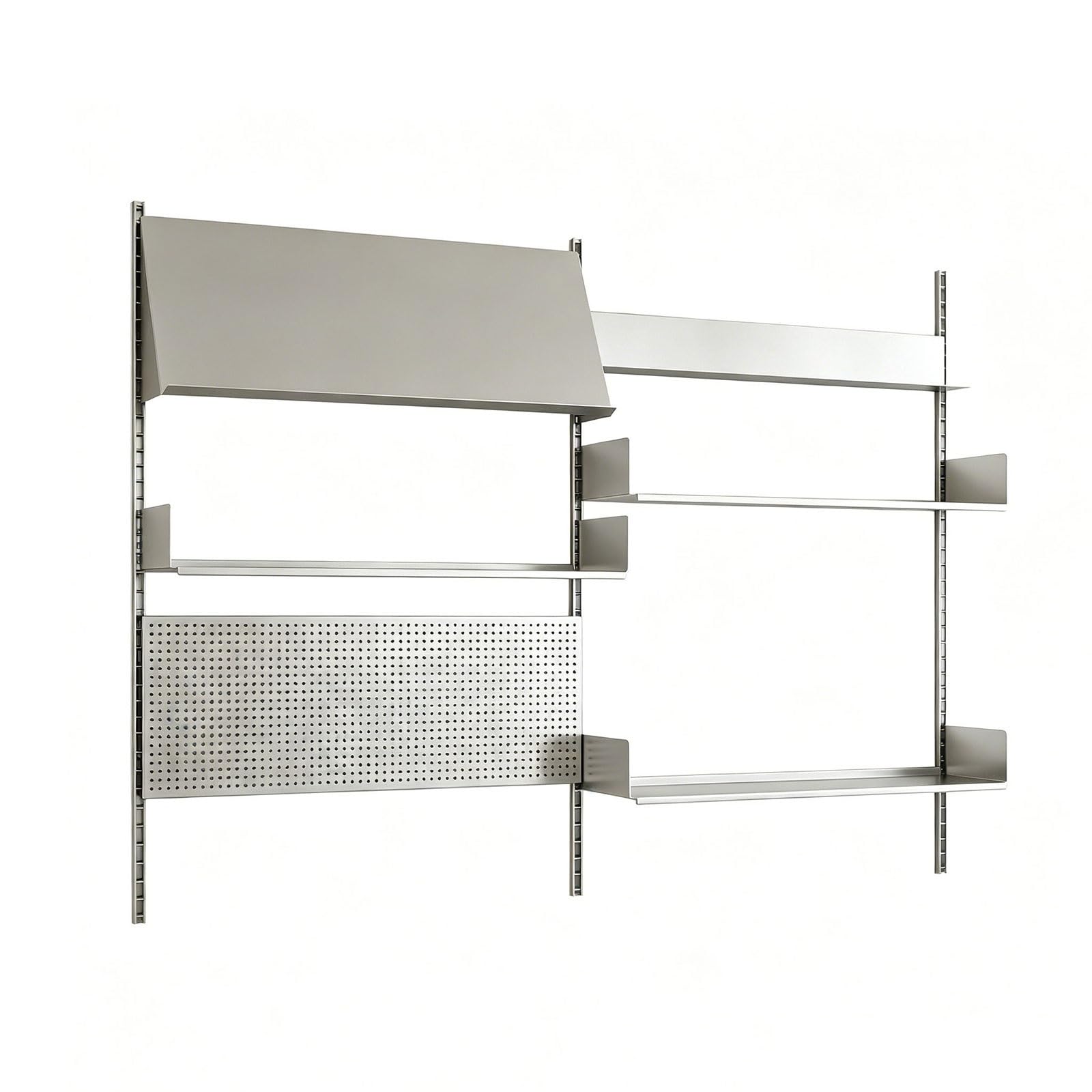 Wandorganizer mit Lochwand Metall Edelstahl Lochwand Garage Höhenverstellbare Regalböden Pegboard für Gaming Tragkraft 50Kg für Zuhause Büro Gaming Lochwandd Zubehör
