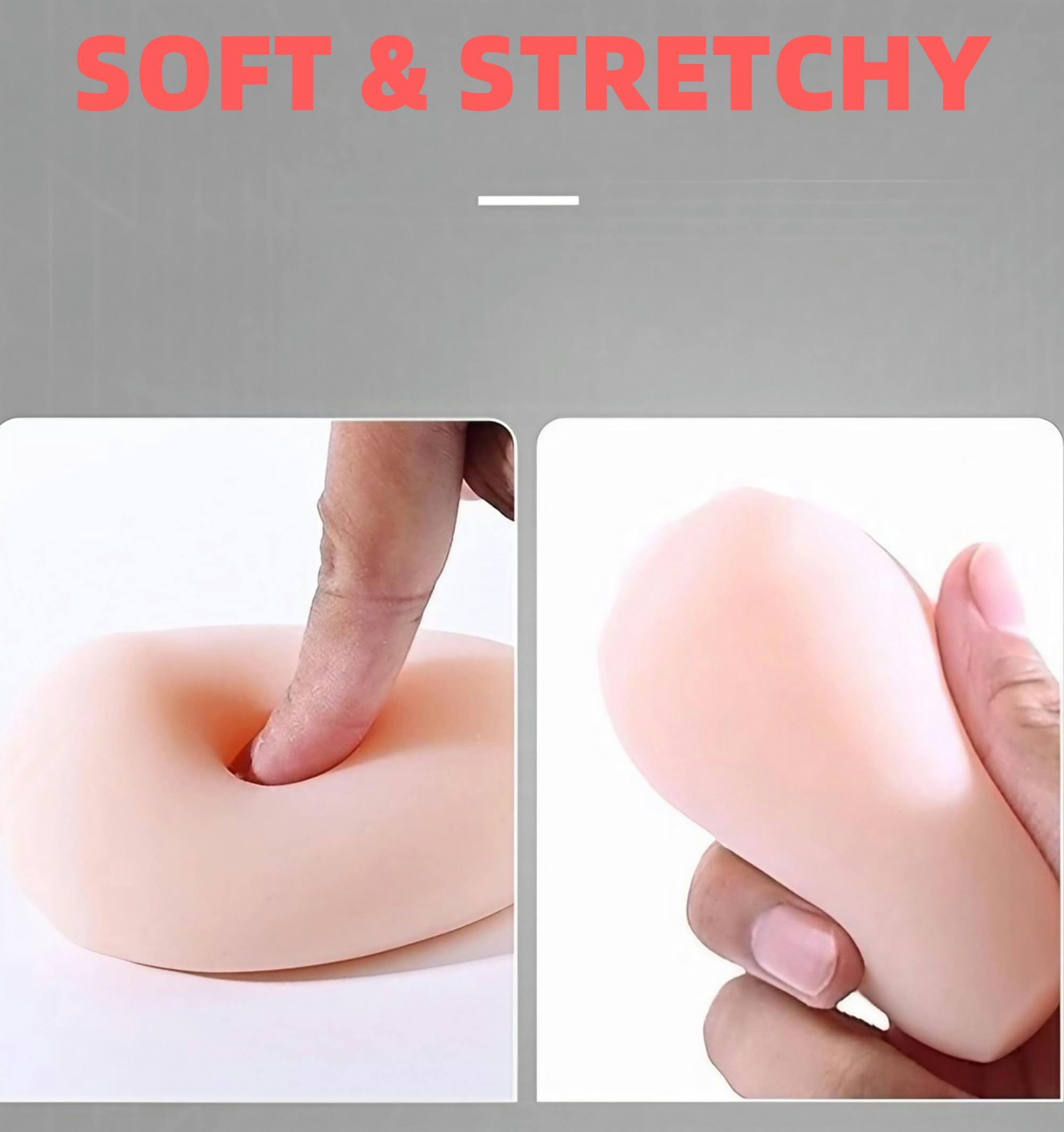 ZERKOR Tiny Size Anal Male Masturbator Sex Toy for Men, Flesh Realistic Textured Anus Male Stroker Light Male Sex Toys, F*ck and Suck Mouth Cup, Soft Compact Egg