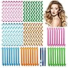 64Pcs Hair Curlers Spiral Curlers No Heat Curlers Curly Wavy Hair Curlers Spiral Hair Curls Styling Kit 2 Style Magic Hair Curler Spiral Hair Curlers with 2 Pieces Styling Hooks （45CM)
