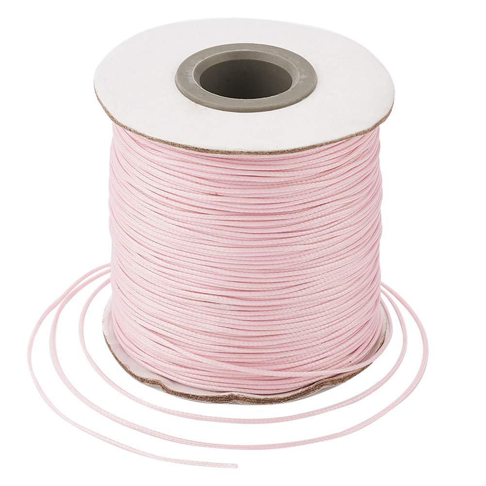Craftdady 185 Yards 0,5 mm gewachste Kordel Imitations-Leder-Faden geflochtene gewachste Schnur für Schmuckherstellung, Makramee, Perlenketten, Perlenrosa