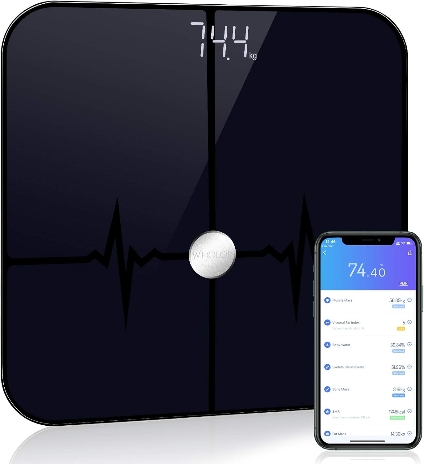 Wecolor Bluetooth Body Fat Scale, Bathroom BMI Weighing Digital Scale, Smart Body Fitness Analysis Scale Sync Data with Smartphone APP : Everything Else