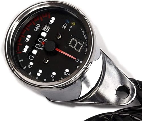 Universal 12V motocicleta velocímetro odómetro indicador LED doble medidor de velocidad tablero (cromo)