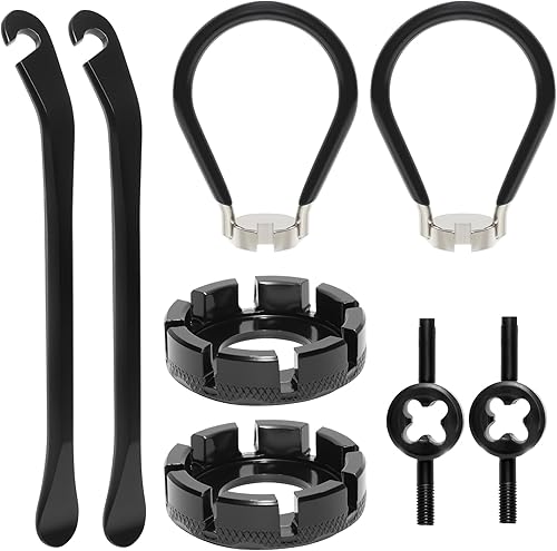 Juego de llaves de radios negras 4 herramientas de llave de radios y 2 palancas de neumáticos y 2 herramientas de núcleo de válvula 101112131415G