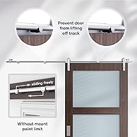 Vista 5 de EaseLife Kit de riel de acero inoxidable de 5 pies para puerta corrediza de granero, resistente, antioxidante, anticorrosión, se desliza suavemente