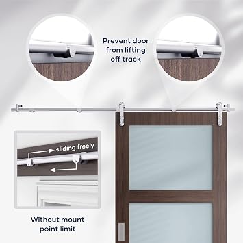 EaseLife 5 FT Stainless Steel Sliding Barn Door Hardware Track Kit,Heavy Duty,Anti-Rust Anti-Corrosion,Slide Smoothly Quietly,Easy Install (5FT Track Kit for 26~30 Single Door)