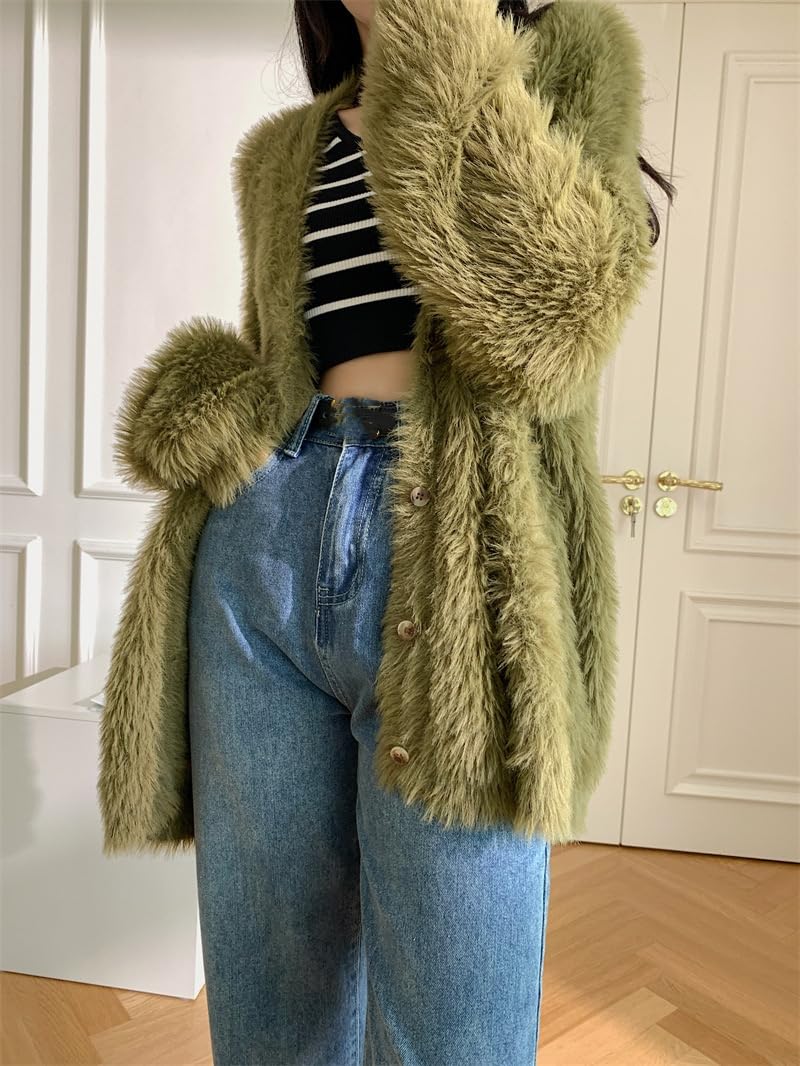 Chaqueta Punto Mujer,Cárdigans De Mujer Suéter De Punto Difuso Tops con Botones Delanteros Abiertos Cárdigans De Punto Suéter De Lana Suave Y Cálido De Invierno Abrigos De Gran Tama