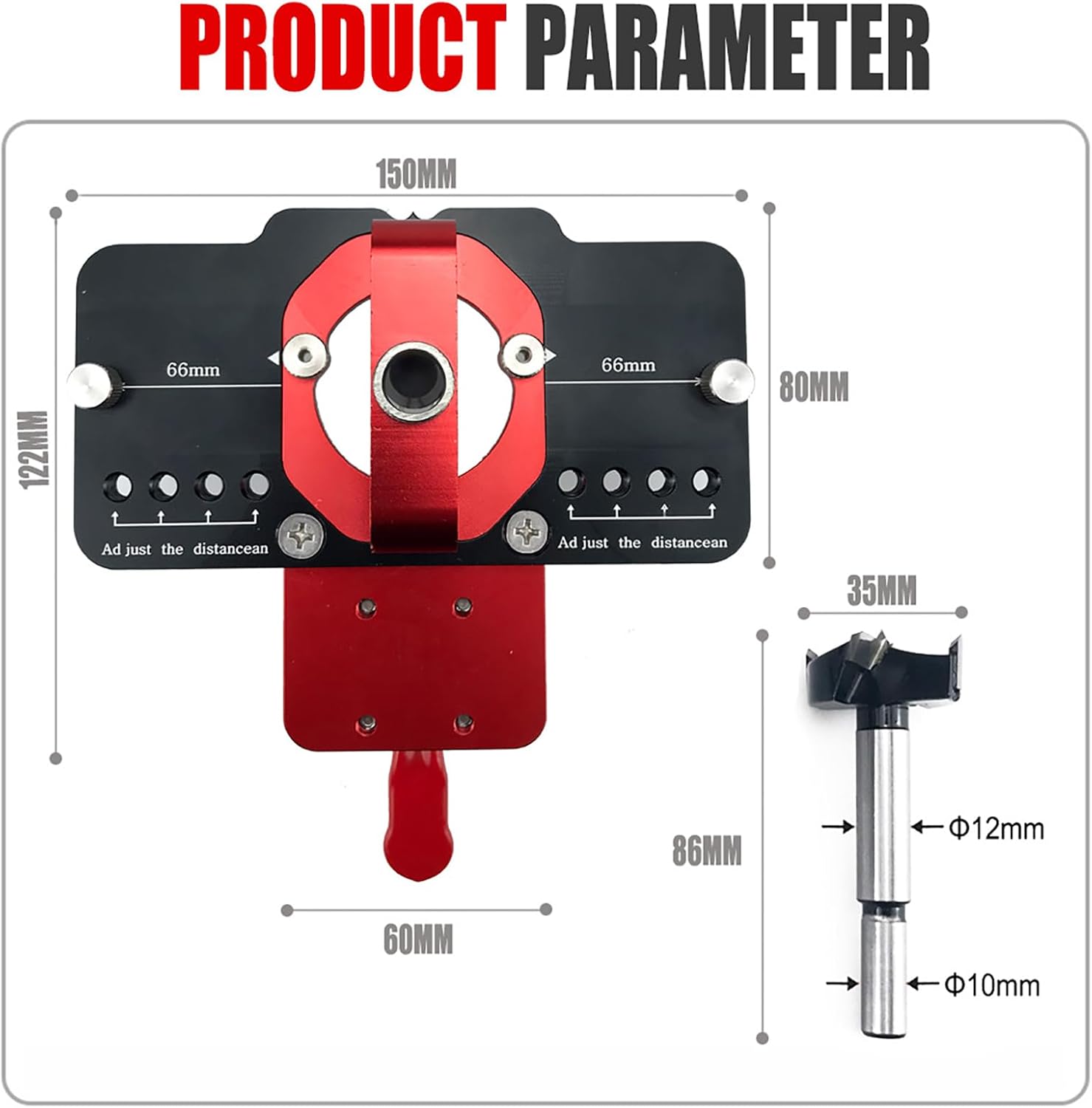 Concealed Hinge Jig with,35mm Drilling Hole Puncher Aluminum Alloy Cabinet Door Drilling Guide Locator for Woodworking Hinges Mounting