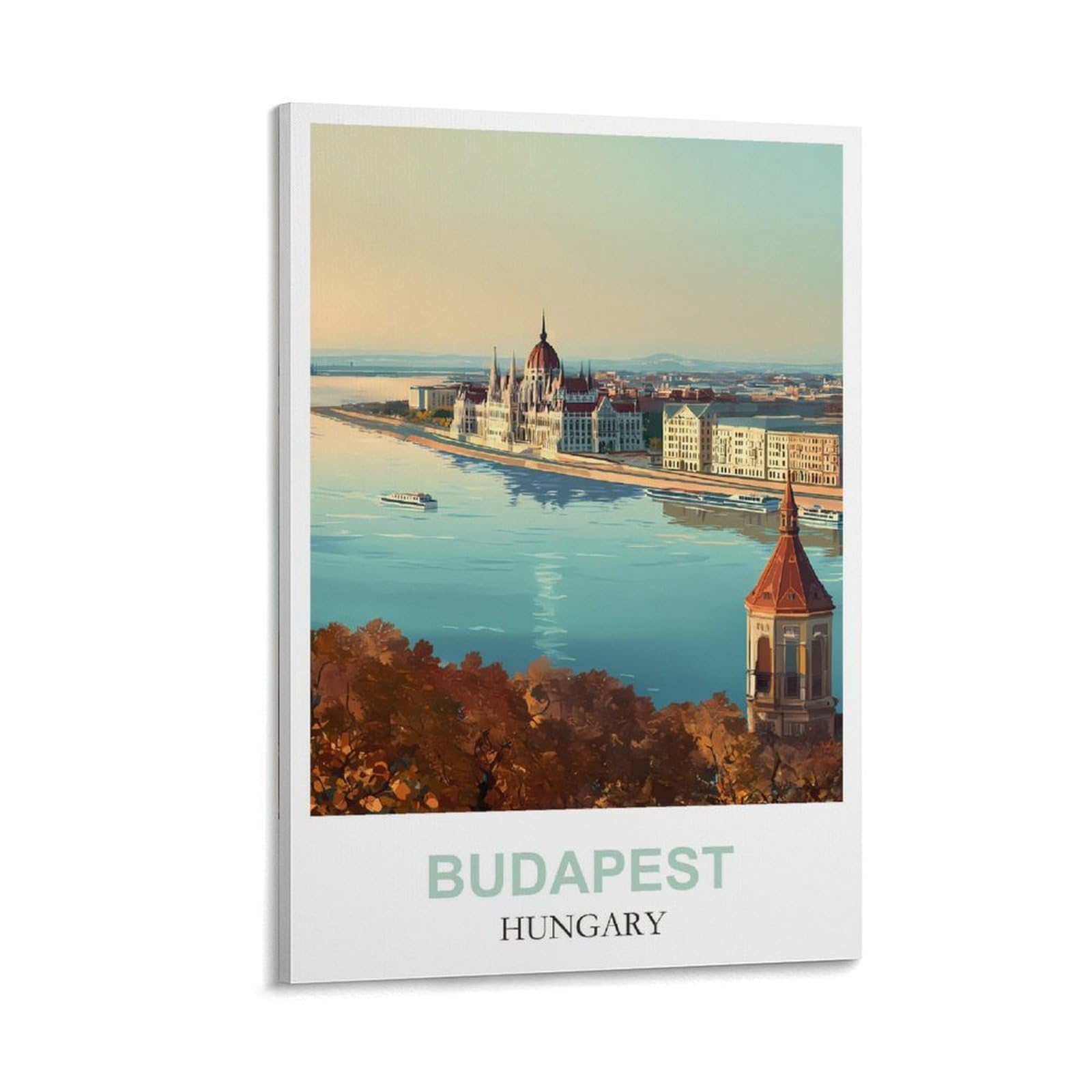 Clfmhnas Frame-Style Budapest Hungary Vintage Travel Posters 12X18inch(30X45cm) Canvas Wall Art Prints