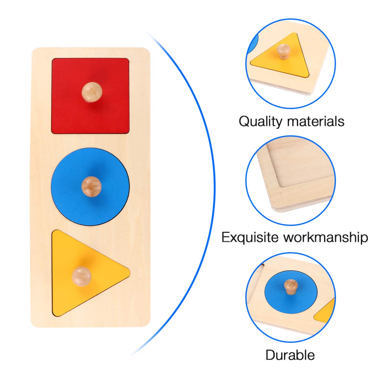 Montessori Puzzle géométrique à emboîter Jouet en bois 30,5 x 10,9 x 3,5 cm Jouet éducatif développement précoce