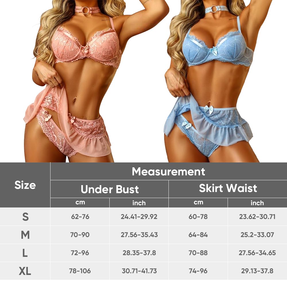 Kobiety Seksowne komplety bielizny Kwiatowy koronkowy biustonosz Majtki Mini sukienka 4 sztuki Przezroczysta siateczka Komplety bielizny Naughty Teddy Babydoll Bielizna nocna Przepuszczalna gorąca