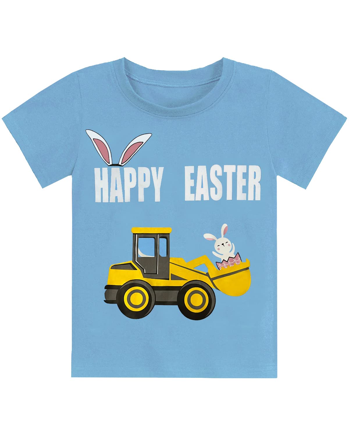 CM-Kid Easter Shirts for Toddler Boy Short Sleeve Tractor Train Bunny Tshirt for Kids Cotton Tee Tops 2-7 Years