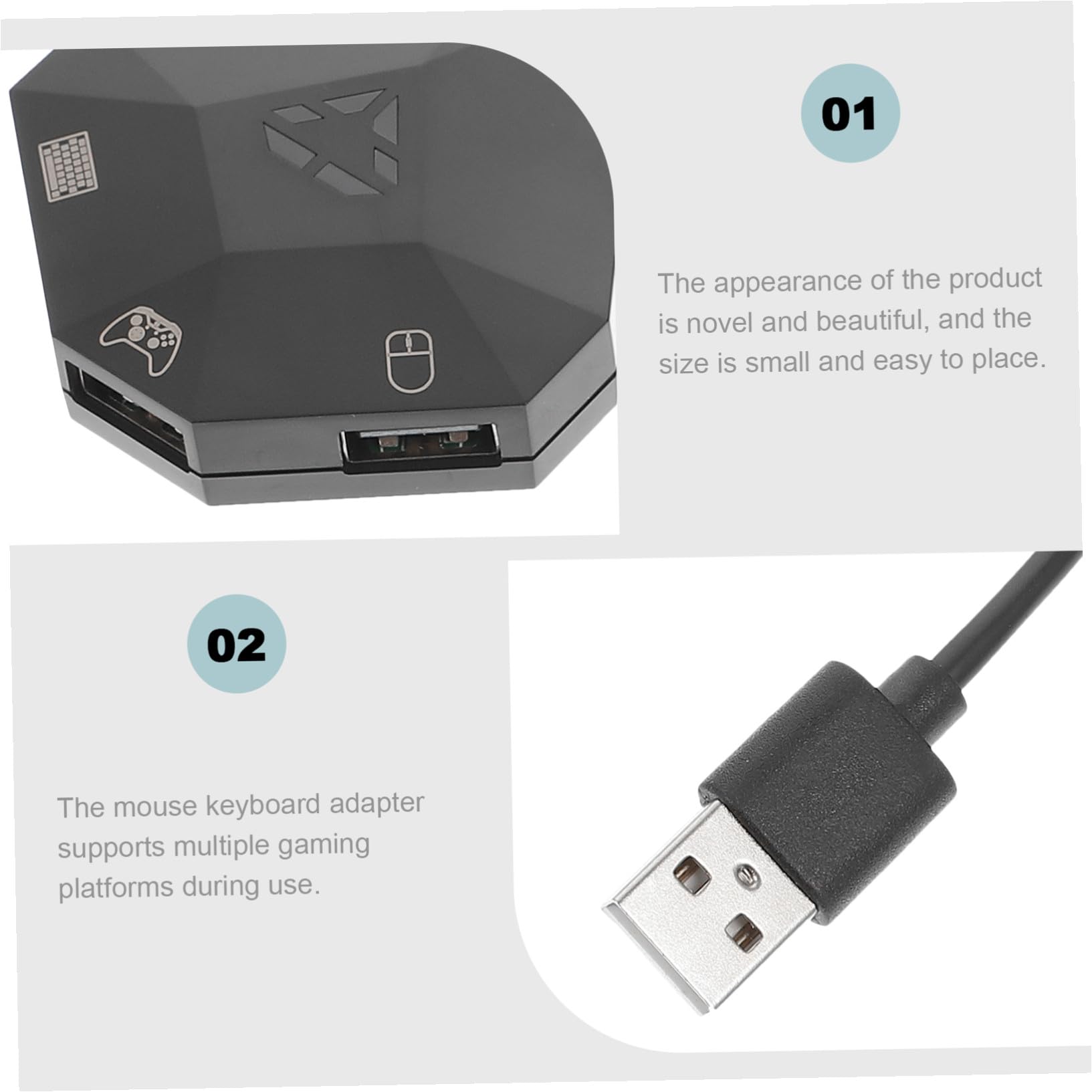 HEMOTON Convertidor De Mouse y Teclado Adaptador Convertidor De Controlador De Juego Accesorios De La Consola De Juegos Estación De Juegos Portátil Controlador USB Ratón Abdominales