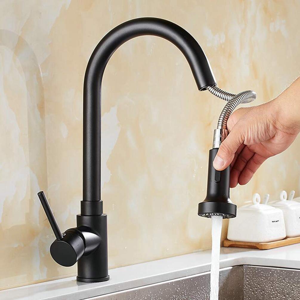 ZYCHSJXA Pull Out Kitchen Faucet Chrome∕Black Sink Mixer Tap 360 Degree Rotation Taps Tap,A