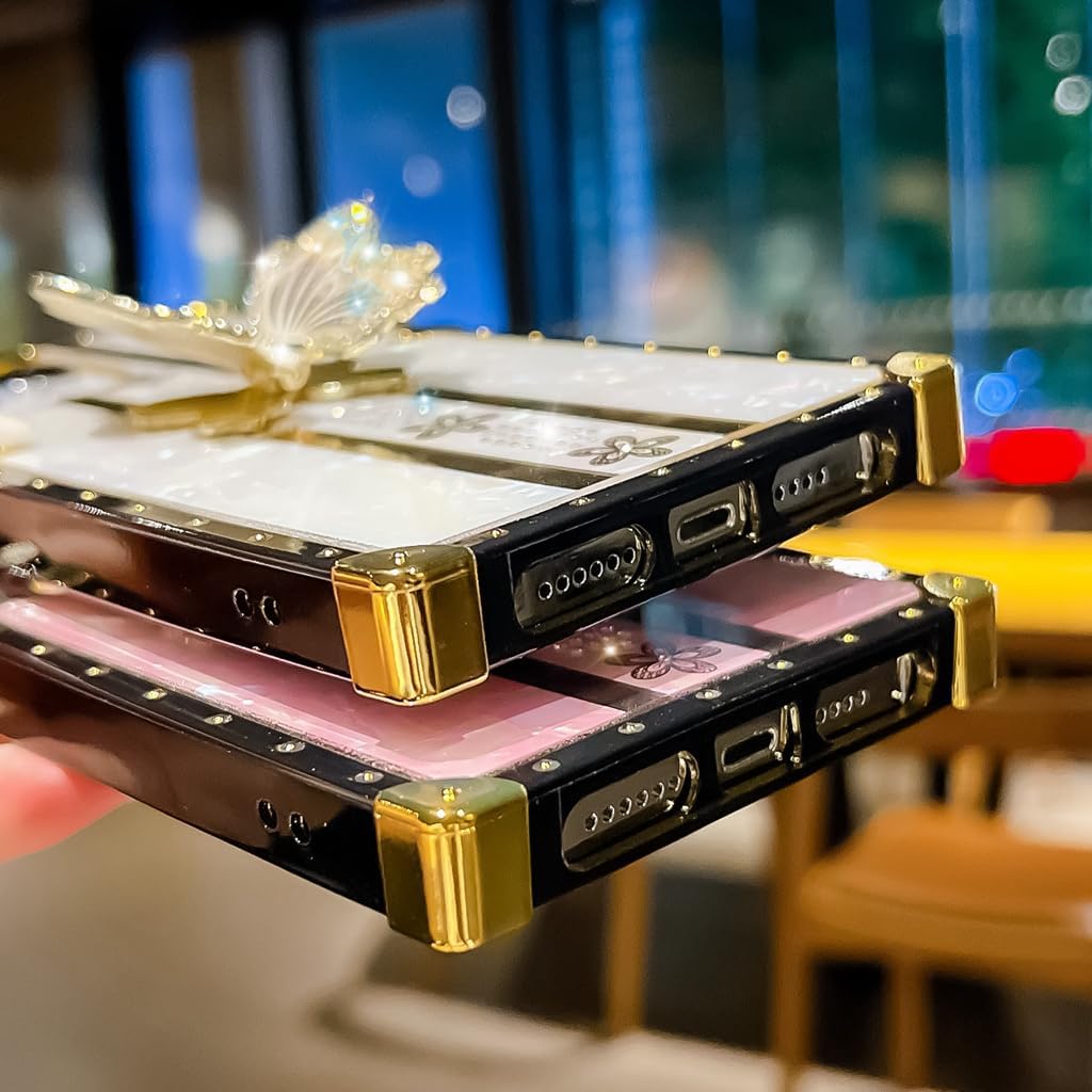 Cute Compatible with iPhone 15 Plus Case, Luxury Bling Butterfly Design with Foldable Stand Kickstand for Women & Girls, Flexible Shockproof Protective Case 6.7” (Pink) - Image 4