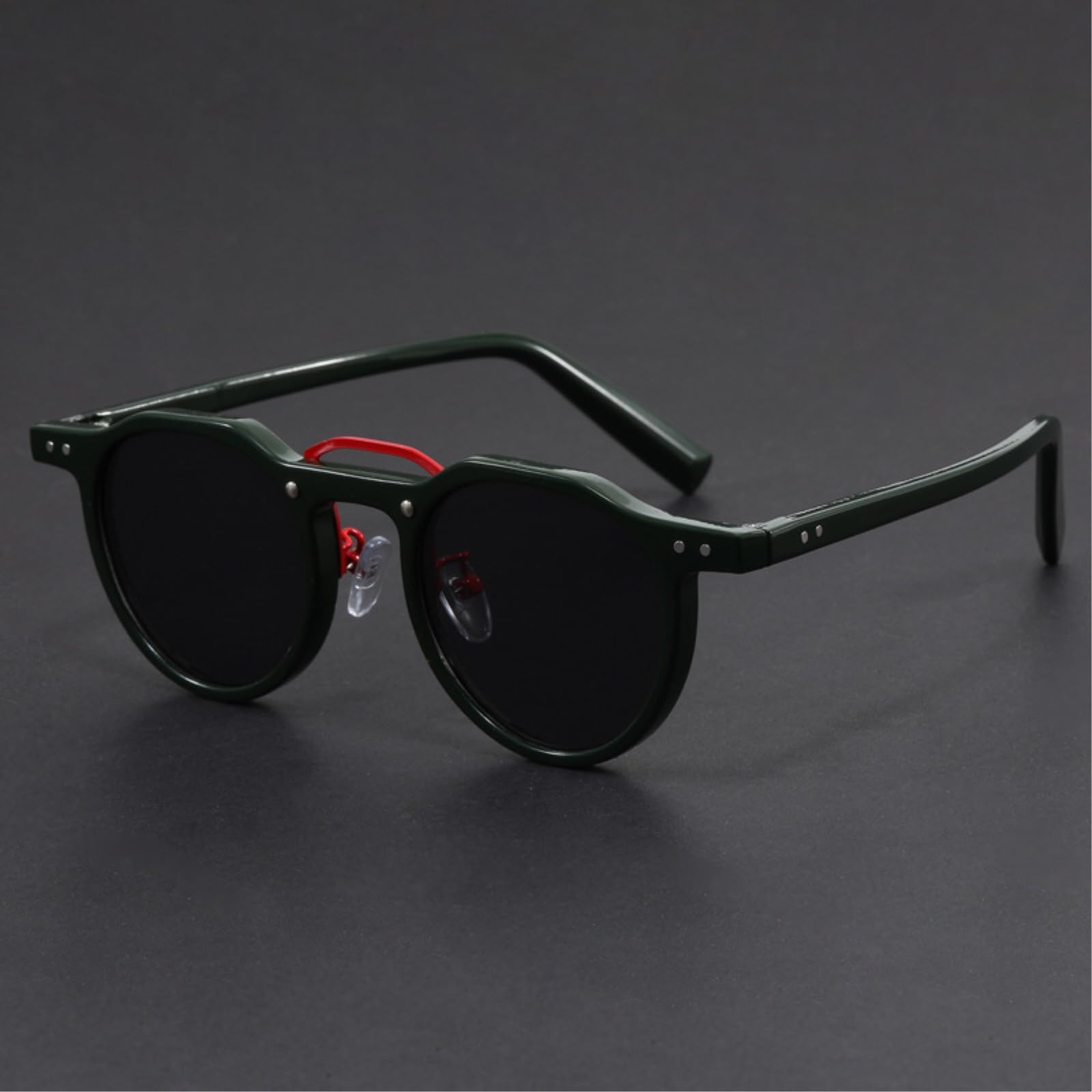 Occhiali da Sole Hip-Hop Punk Rotondi Modello Hp-260624 Uv400 Retro Unisex Streetwear di Moda Style-Black Sliver Grey