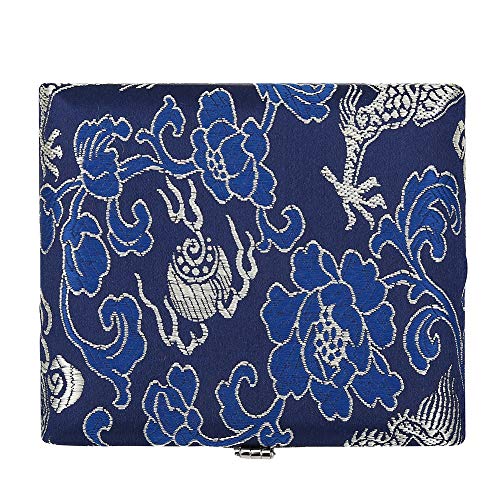 Boite de roseau pour hautbois, housse en bois + tissu de soie contre l'humidité(Bleu)