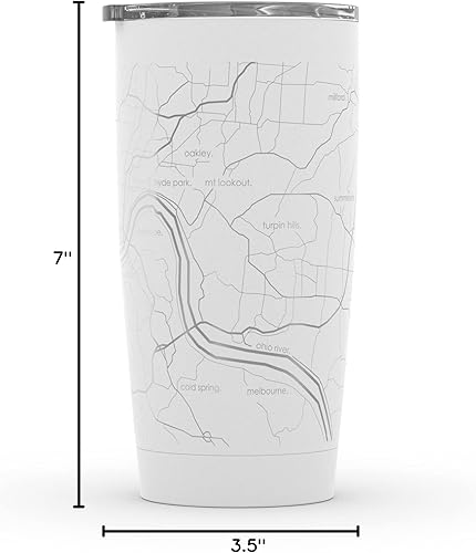 Vista 83 de Well Told Vaso de café aislado con grabado de mapa de Portland Oregon, taza de acero inoxidable grabada (20 onzas, gris muelle) vaso aislado