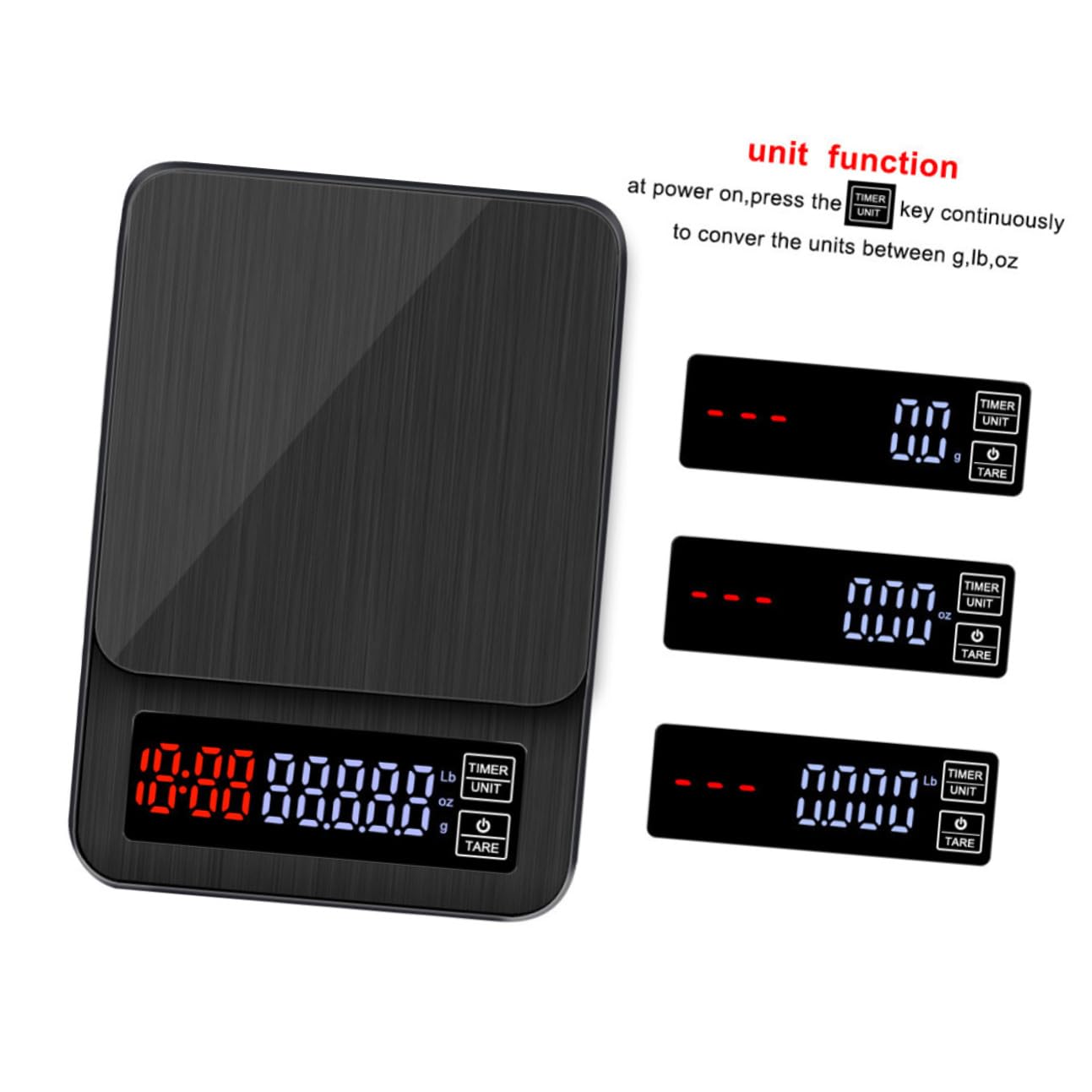 SOLUSTRE Báscula Digital de Cocina con Temporizador y Sensores de Precisión, Capacidad 5kg, Alimentación Usb, Adecuado para Pesar Alimentos y Café