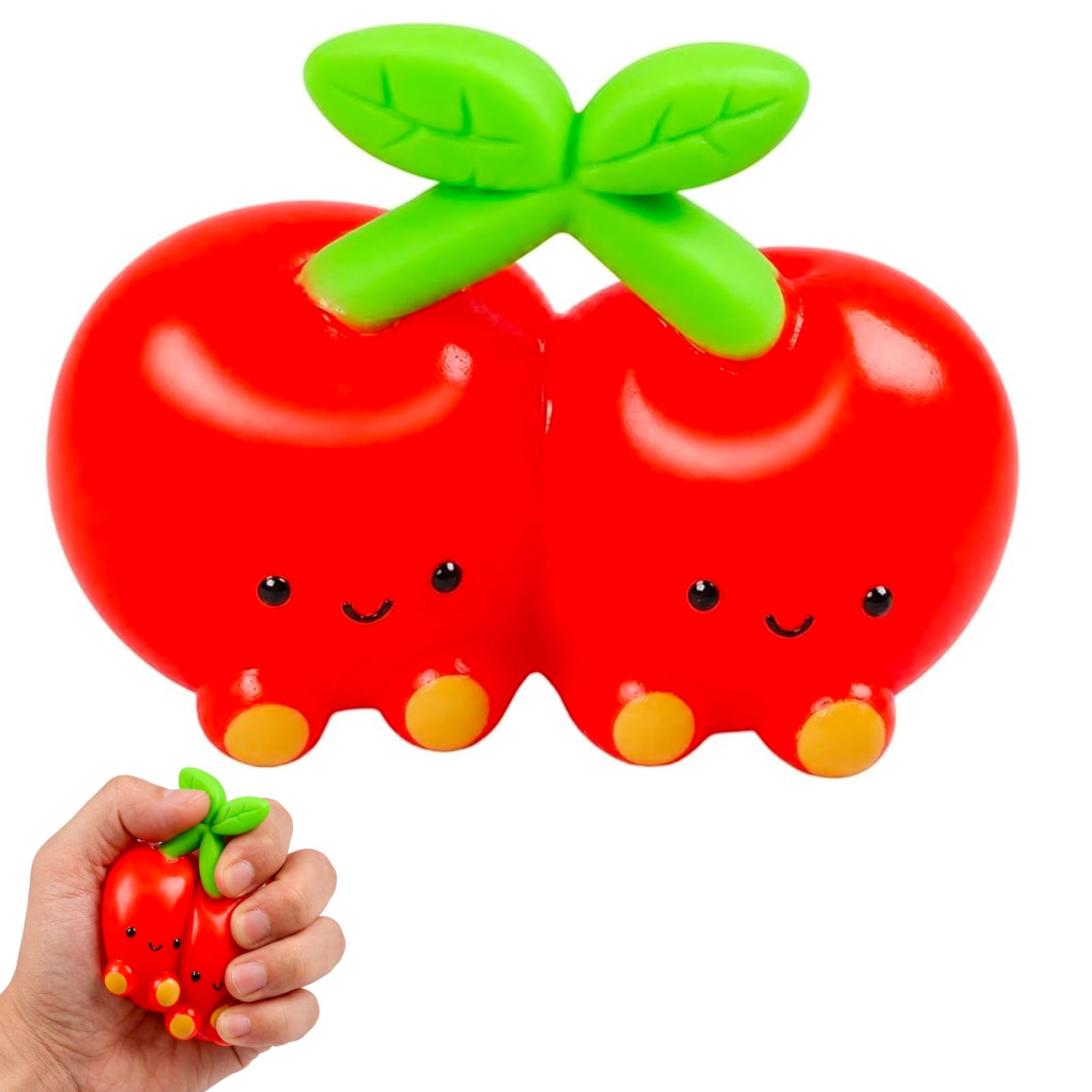 GETFACAI Cherry Squishy, Soft Rebound Fruit Shaped Hand Ornament, Portable Daily Accessory for office use, commuting travel, creative work and practical decor for adult daily scenarios