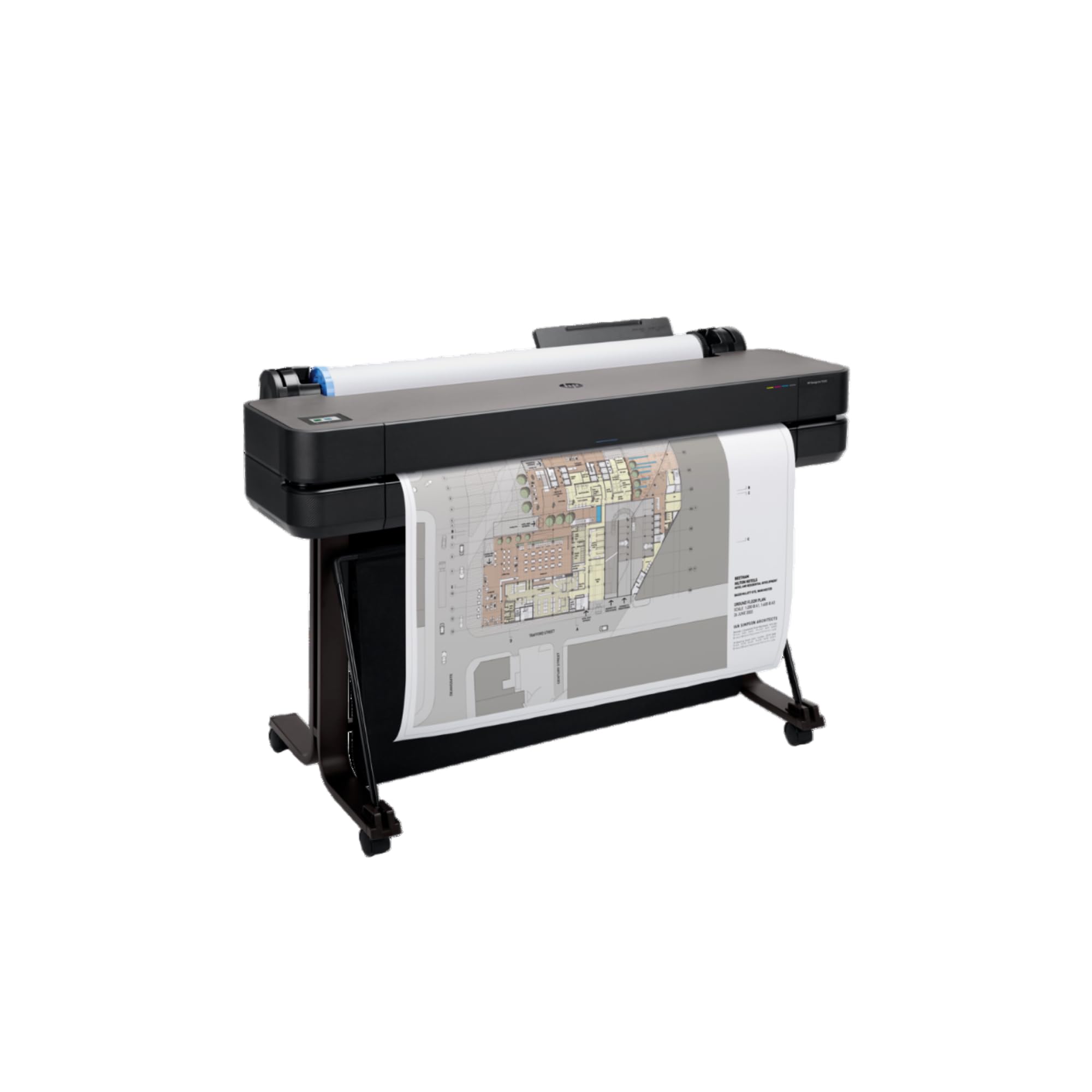 hp designjet t630 large format 24-inch plotter printer with auto sheet feeder media bin amp stand 5hb09d - new model