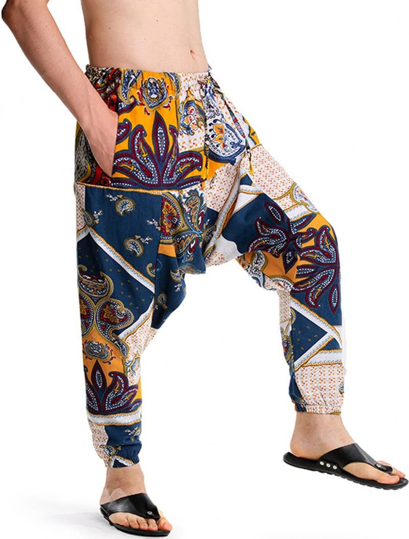 Men Women Cotton Baggy Hippie Yoga Harem Pants Funky Printed Plus Size Trousers - Image 2