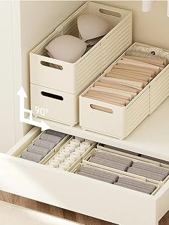 Expandable Drawer Organizer Boxes Modular Plastic Storage Containers for Kitchen Bathroom Countertop (2 Pcs Grey Small)