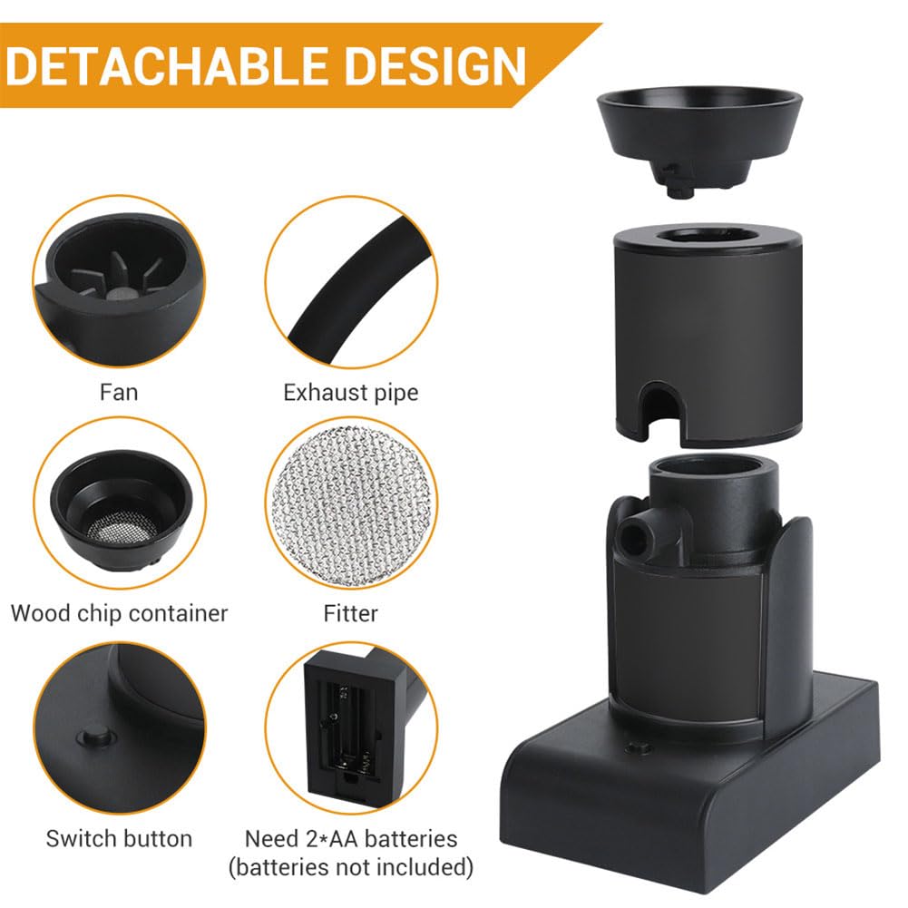 Affumicatore portatile per cocktail, affumicatore portatile per alimenti, kit con infusore per bevande fredde, per carne, barbecue, formaggio, cocktail, bevande, bistecca, salmone, piccolo, nero