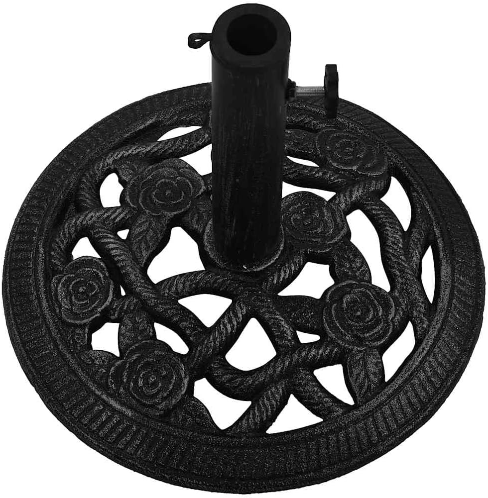 vidaXL Umbrella Base Black Cast Iron Medium Decorative Inlays