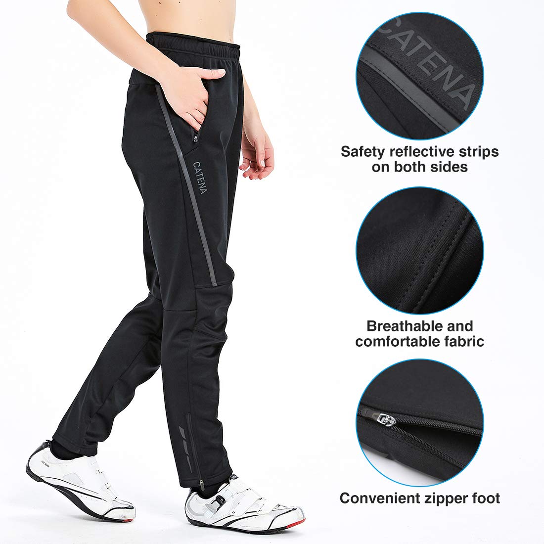 CATENA Pantalones de Ciclismo de Invierno para Mujer Pantalones Impermeables a Prueba de Viento para Deportes al Aire Libre Pantalones Largos térmicos de Lana térmica
