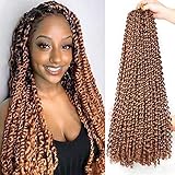 Leeven 7 Packs 24 Inch Passion Twist Hair Long Bohemian Water Wave Crochet Hair for Butterfly Locs Braiding Hair Brown Curly Synthetic Passion Twists Hair Goddess Locs Hair Extensions 30#