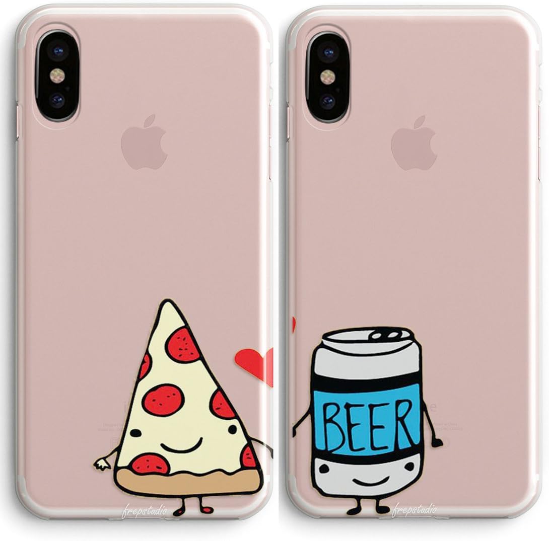 Best Friends Case Cute Funny Pizza & Beer Friends Forever BFF Friendship Matching Gifts Stuff for Teens Funny Foodie Homie Pizza and Beer Rubber Soft Case Replacement for iPhone X Case
