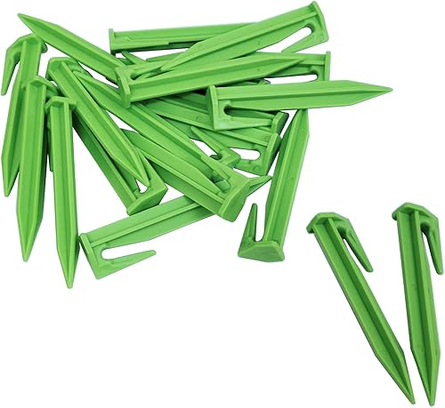 200 clavijas de plástico para tienda de campaña de 3.3 pulgadas, color verde hierba, estacas de plástico, grapas de paisaje para cortacésped