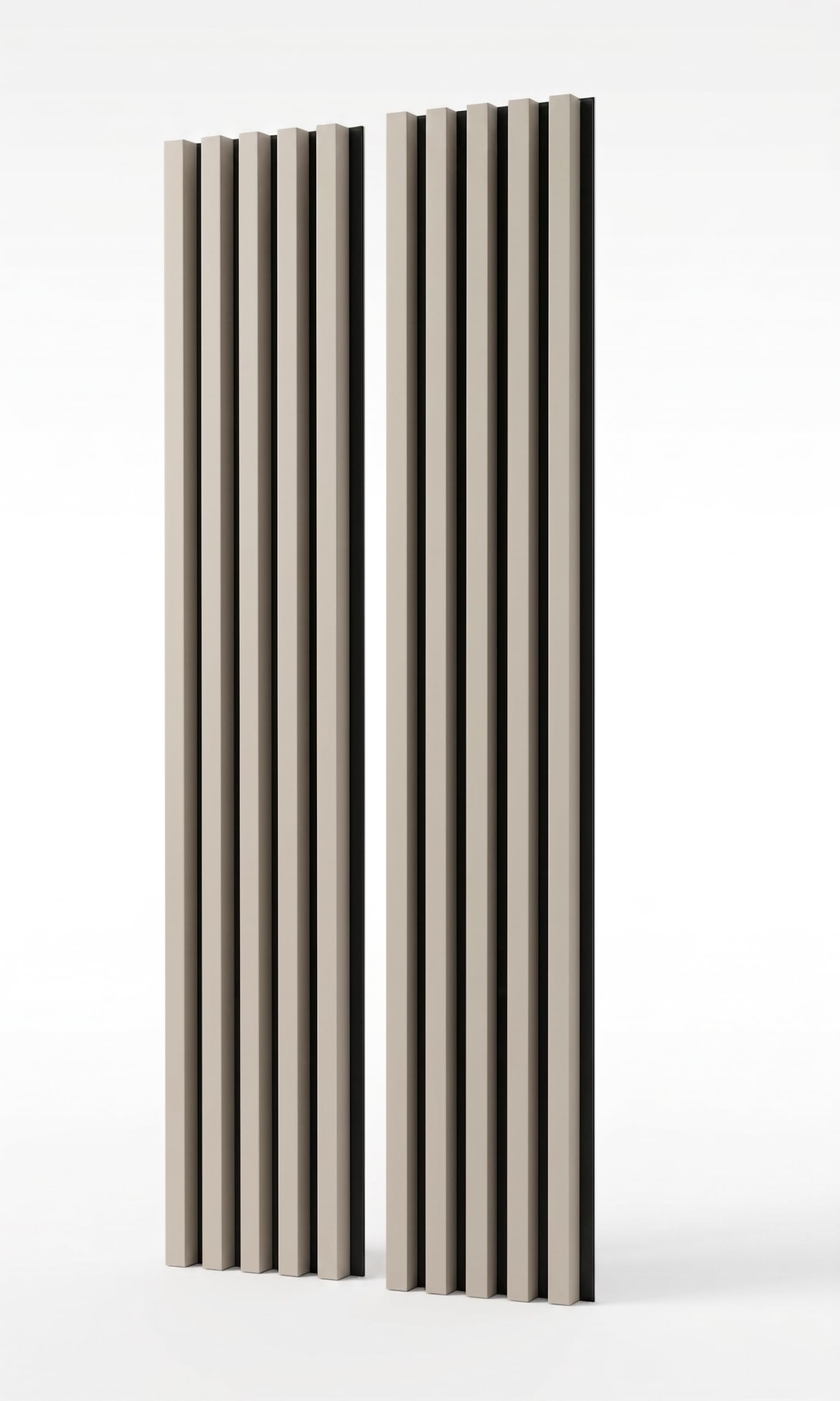 MEBANO Panneaux Acoustiques MDF 2x (26,5x240 cm) Gris Sable sur Plaque Noire – Lamelles Bois Murales Décoratives
